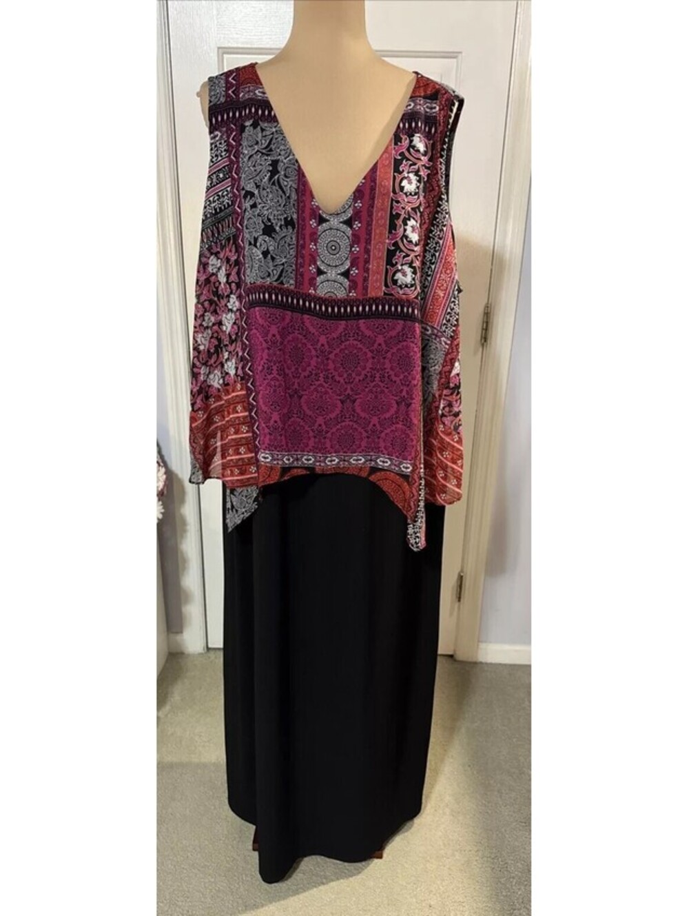 CATHERINES BLACK JESEY MULTI LAYRED SLEEVELESS DRESS Size 2X